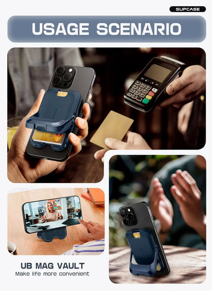 SUPCASE Magnetic Wallet Phone Stand Card Holder for iPhone 16/15/14/13 Series Strong Magnetic Lock Wallet with Stand