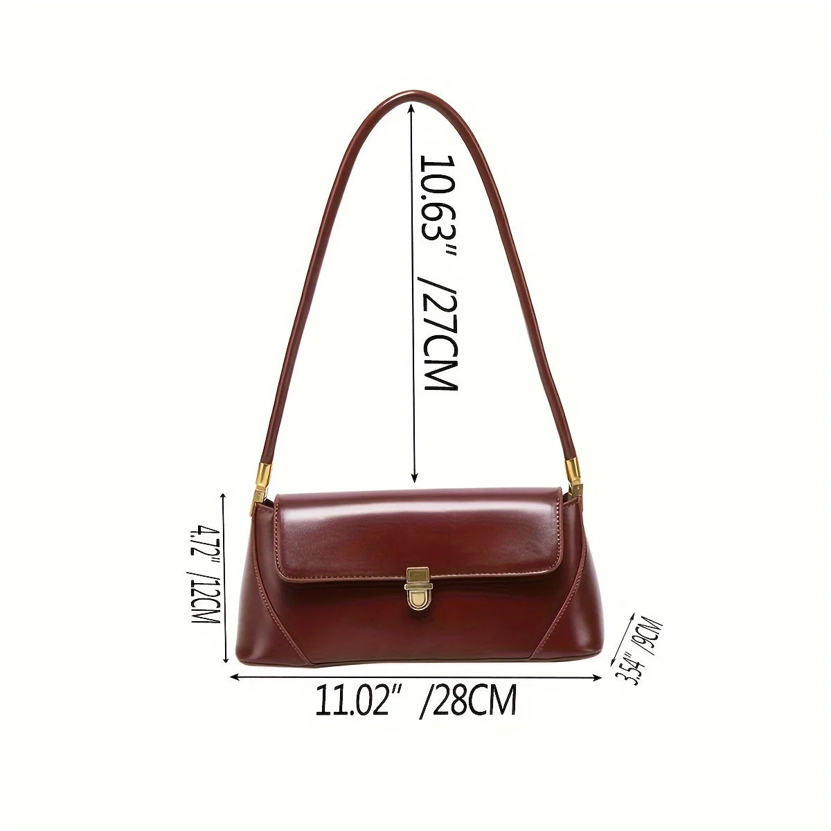 Women's Bag High Feeling Fashion Style PU Material Shoulder Bag Retro Baguette Underarm Bag Hundred