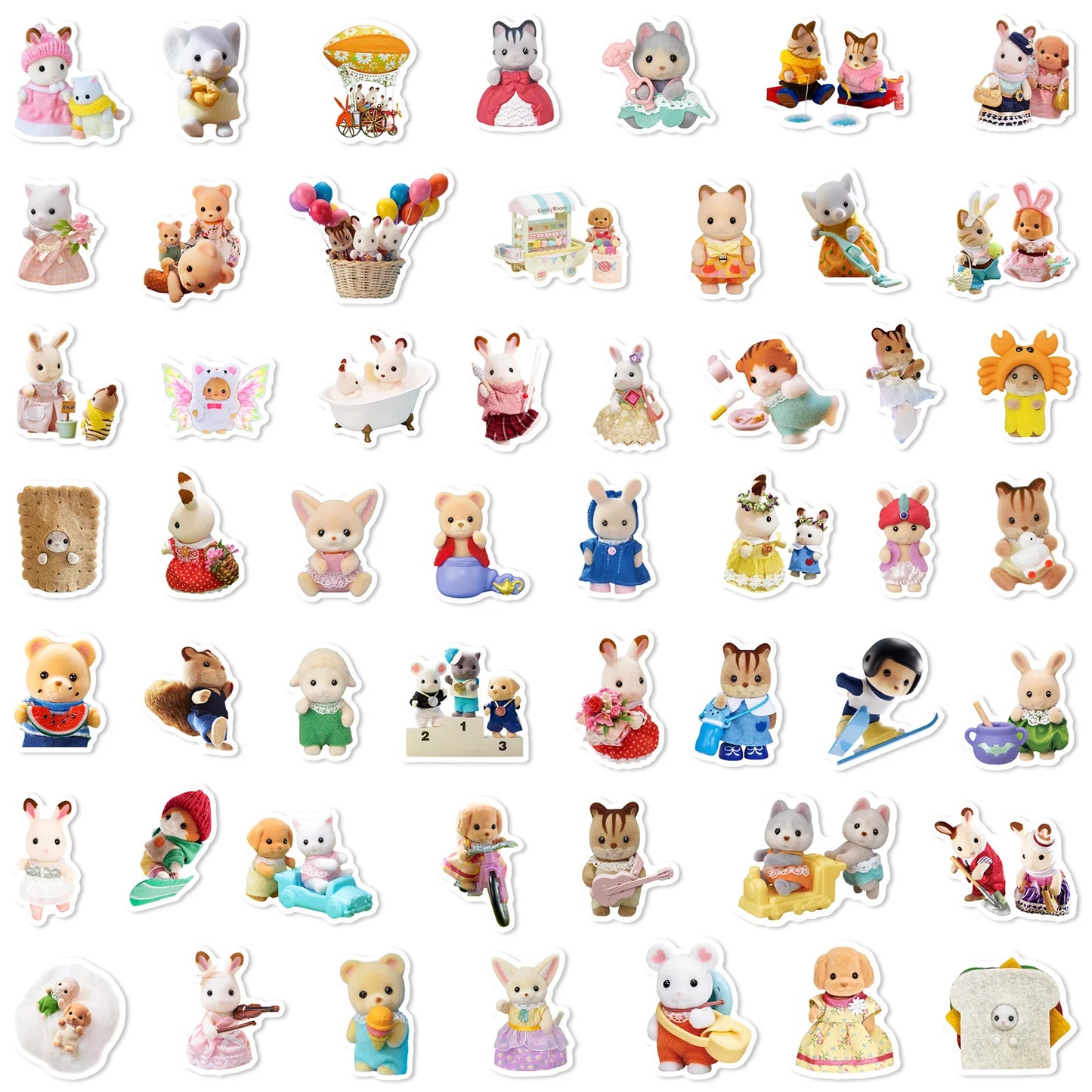 100PCS Cute Sylvanian Families Stickers Kawaii Graffiti Sticker Decoration DIY for Water Bottle Phone Diary Decals Kid Toy Gift