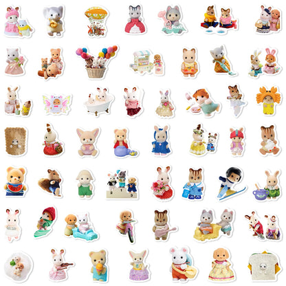 100PCS Cute Sylvanian Families Stickers Kawaii Graffiti Sticker Decoration DIY for Water Bottle Phone Diary Decals Kid Toy Gift