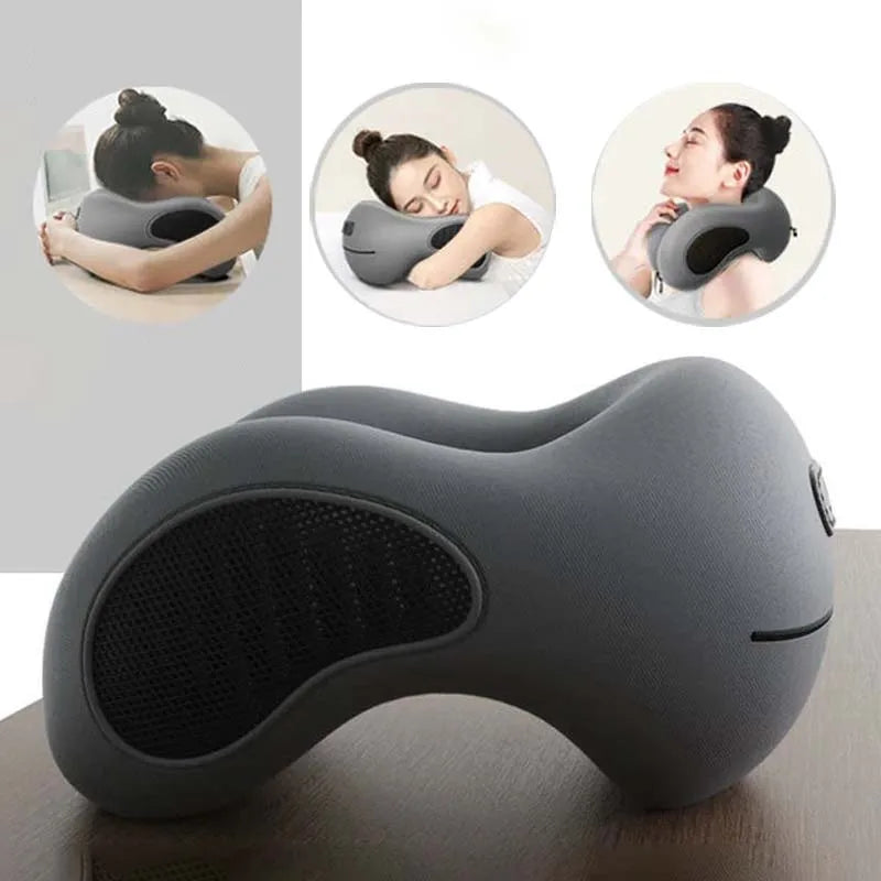 Multifunction U-Shaped Sponge Core Neck Pillow Slow Rebound Soft Travel Pillow For Sleeping Cervical Health Massage Nap Pillows