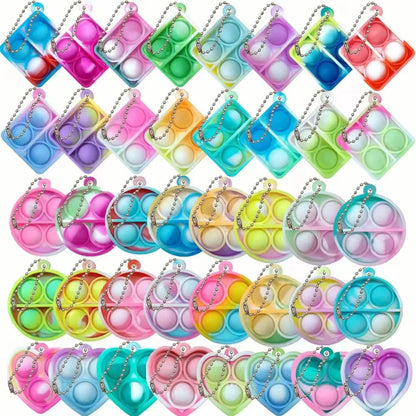 10-50pcs Mini Pop Keychain Toddler Sensory Fidget Toys Bulk Classroom Prizes Kids Birthday Party Favors Wedding Gift for Guests