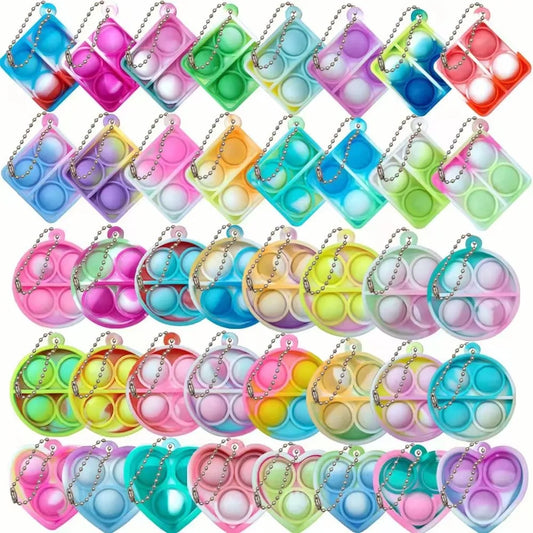 10-50pcs Mini Pop Keychain Toddler Sensory Fidget Toys Bulk Classroom Prizes Kids Birthday Party Favors Wedding Gift for Guests