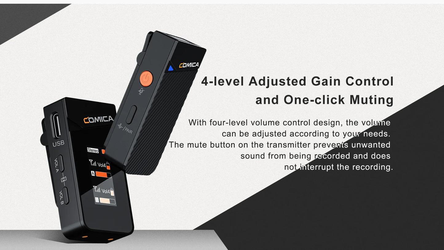 Comica Vimo C 2.4G Mini Wireless Lapel Microphone with Charging Case, for Smartphone Camera Podcast Interview YouTube Facebook