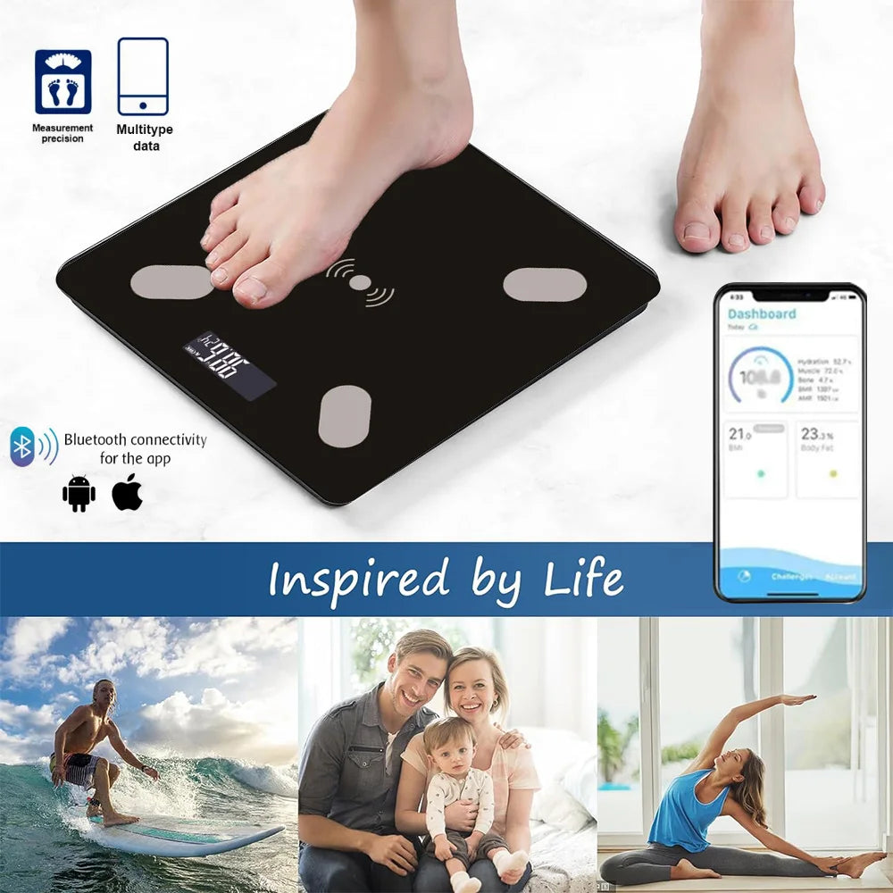 Digital Bathroom Scales 180KG Body Weight Weighing Scale LCD Electronic Black