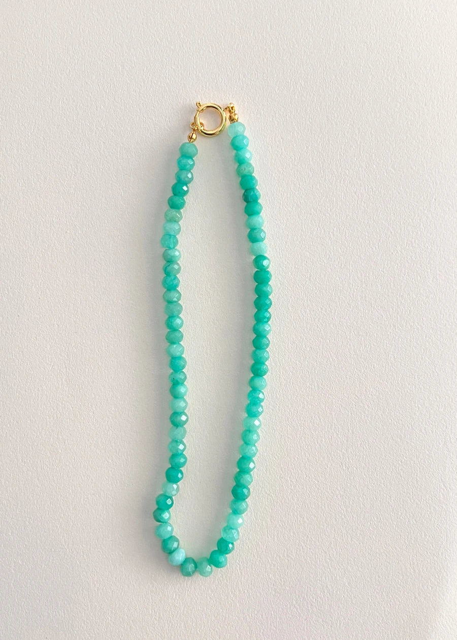 Colored Semi-precious Stone Fashion Necklace 5*8 Cut Natural Stone Beaded Necklace For women, Luxury Handmade  Jewelry