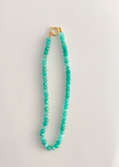 Colored Semi-precious Stone Fashion Necklace 5*8 Cut Natural Stone Beaded Necklace For women, Luxury Handmade  Jewelry