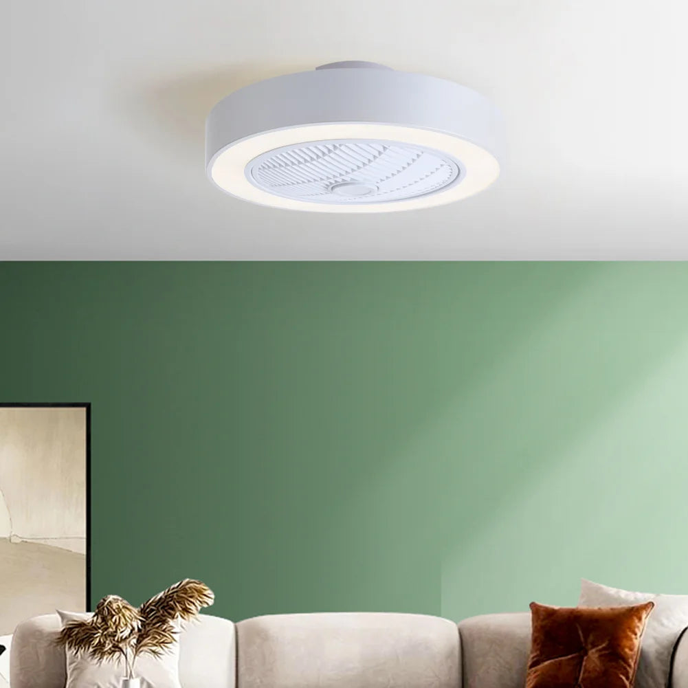 KOMORE Round Acrylic LED Ceiling Light Fan with Remote Control 3 Colour Temperature for Office, Living Room, Bedroom