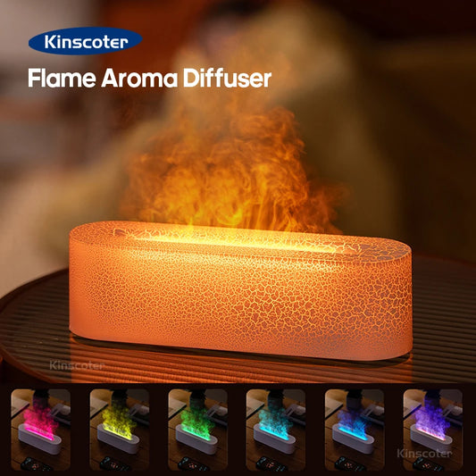 KINSCOTER RGB Flammen-Aroma-Diffusor Luftbefeuchter Ultraschall-Kaltnebel-Erzeuger LED-Lampe für ätherische Öle, Geschenk