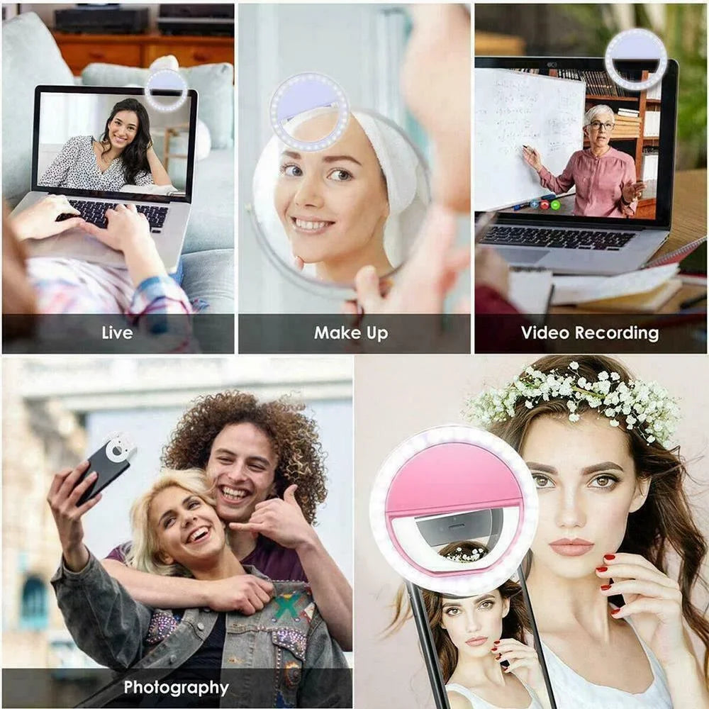 Led Selfie Ring Light Portable USB Charge Phone Lens Lamp Mobile Phone Live Broadcast Video Selfie Fill Light for All Smartphone
