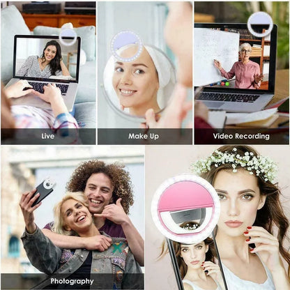 Led Selfie Ring Light Portable USB Charge Phone Lens Lamp Mobile Phone Live Broadcast Video Selfie Fill Light for All Smartphone