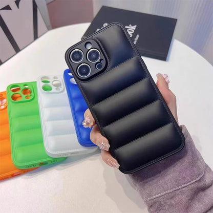 Colorful Down Jacket pattern silicon phone case for iPhone 16 15 14 13 12 11 Pro Max Plus full camera shockproof soft back cover