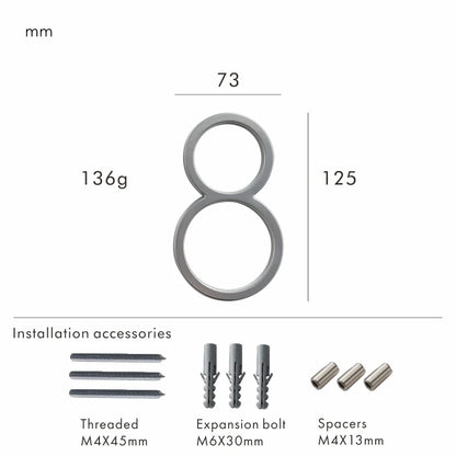 Nurlin 5 inchs 125mm Luxury Address Big House Numbers Modern Gold Black Silver Floating Signage Outdoor Digits Mailbox Sign