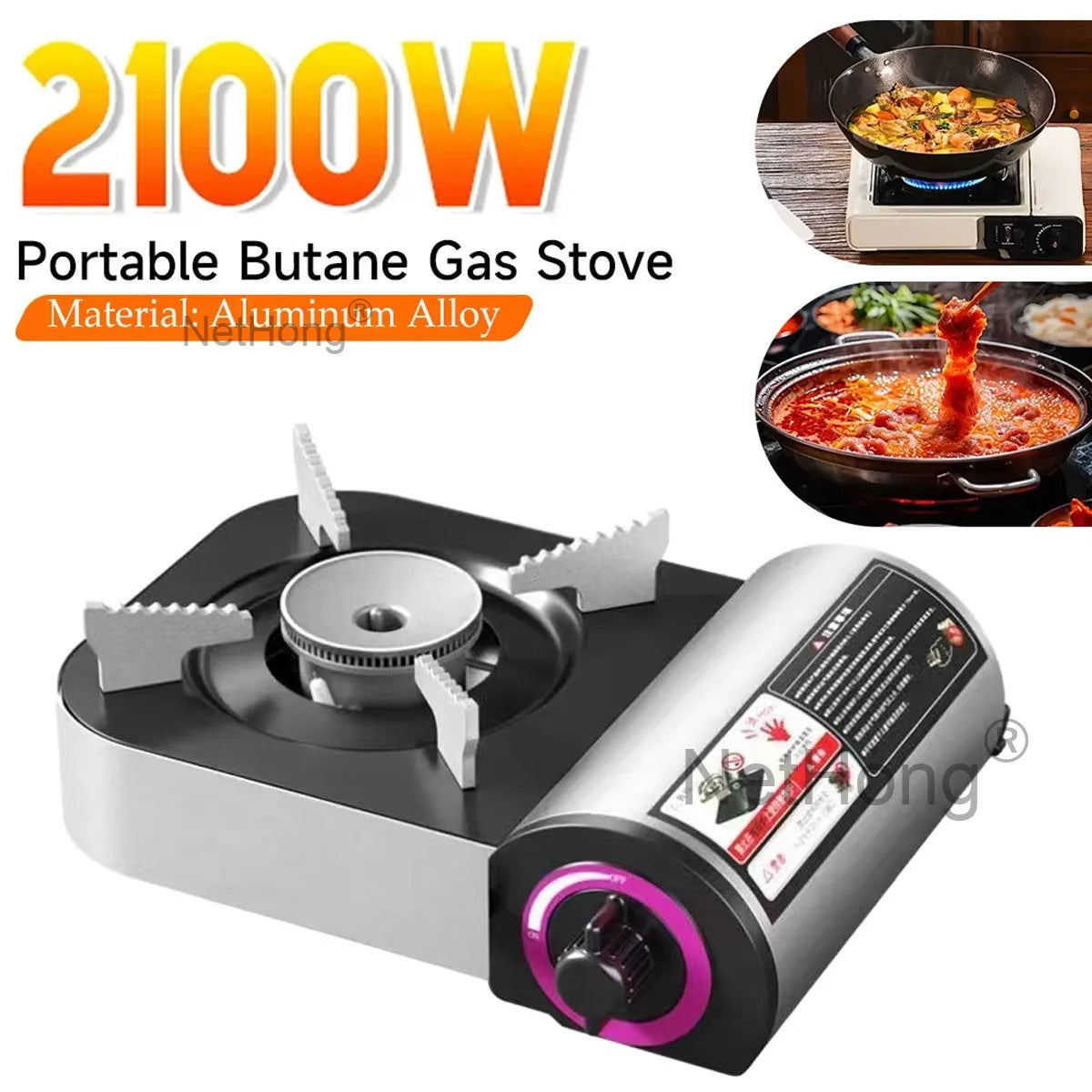 Safety Camping Gas Stove - Portable Single Burner with Auto Shut-Off, Windproof for BBQ Cooking & Outdoor Heating