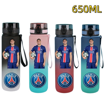 650ml 2025 Champion Team Football Star Water Cup Désiré Doué Portable Large Capacity Sports Fitness Flip Cover Drinking Bottle
