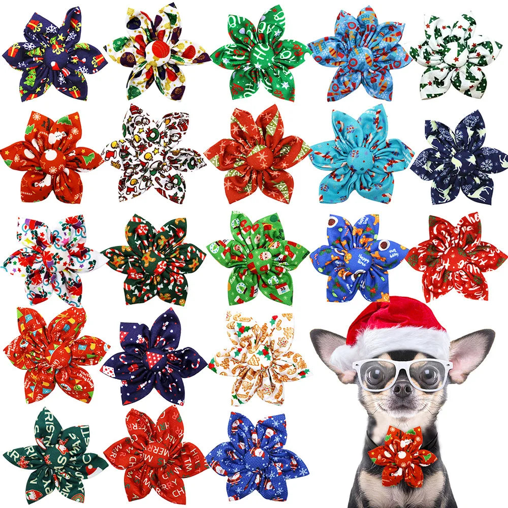 20/40PCS Winter Dog Bowties Removable Pet Dogs Bow Ties For Christmas Party Bulk Pet Grooming Accessories For Dogs and Cats