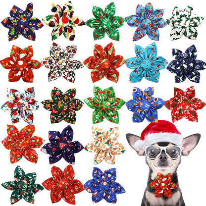 20/40PCS Winter Dog Bowties Removable Pet Dogs Bow Ties For Christmas Party Bulk Pet Grooming Accessories For Dogs and Cats