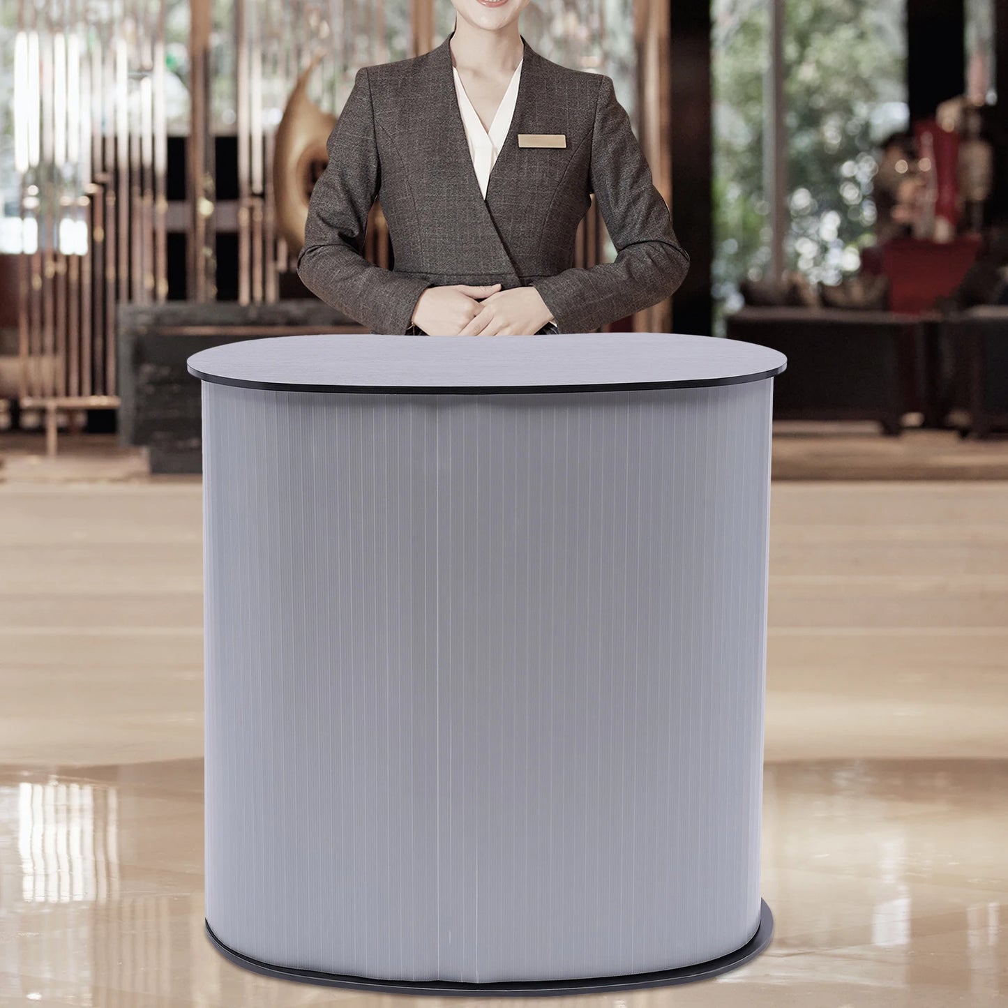 Trade Show Display Podium Table Exhibition Stand Desk Office Reception Counter Exhibition Stand Folding Front Desk