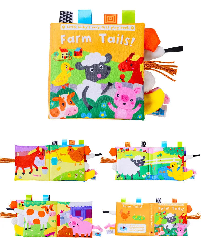 Animal Tail Cloth Book Tear Can Bite Pop-up Book Educational Enlightenment Early Education Infant Cognitive Toys 0-3 Years Old