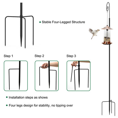 Hohe Hirtenstabhaken, Metall-Gartenhaken, 3-teiliger Rohrständer, abnehmbare Vogelfutterstange, Gartenhänger, 2 Stück