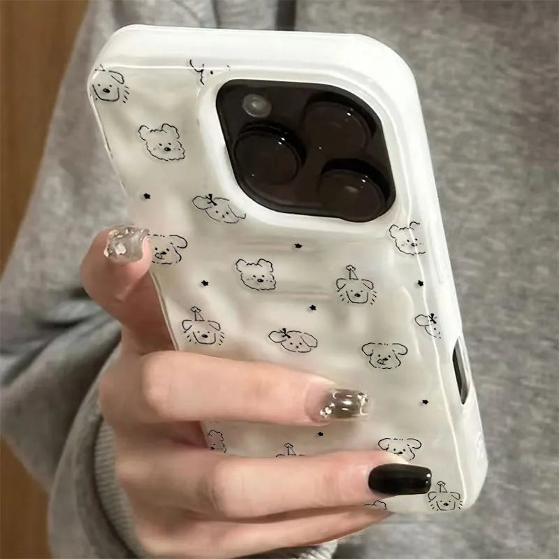 Cute Minimalist Full Puppies Soft Phone Case for iPhone 17 16 Pro Max 15 16 Pro 13 14 12 11 Pro Max Plus 16E 17Air Stylish Cover