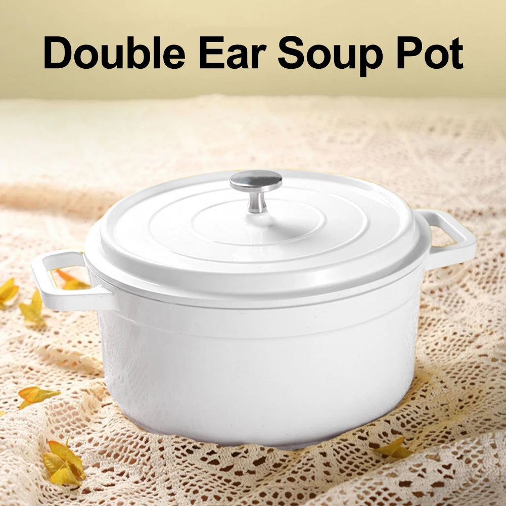 Enameled Cast Aluminum Dutch Oven with Lid Home Kitchen Enamel Stock Pot Dutch Oven Cast Aluminum Pot Multifunctional Cookware