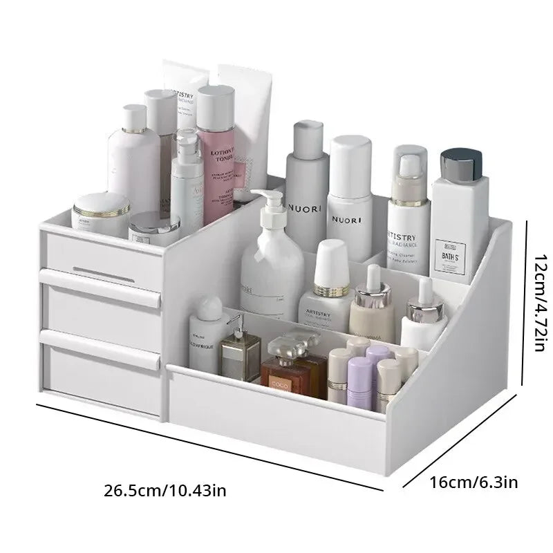1pc White Drawer Makeup Storage Box Plastic Organizer for Cosmetics Skin Care Dressing Table Desktop Dormitory