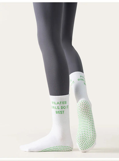 Yoga Socks Women Cotton Stripe Pile Silicone Non-slip Grip Pilates Crew Socks