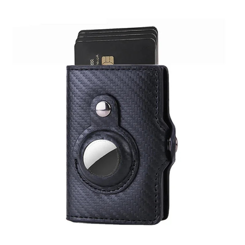 Men Wallet for Apple Airtag RFID Blocking Card Holder  Air Tag Wallet Business Pop Up Slide Cardholder Case with Zip Coin Purse