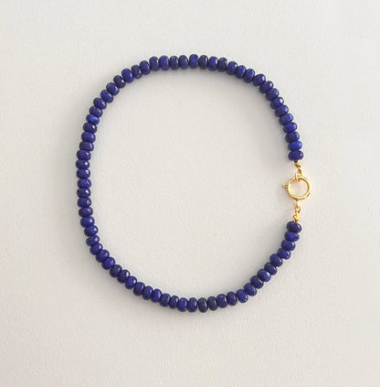 Colored Semi-precious Stone Fashion Necklace 5*8 Cut Natural Stone Beaded Necklace For women, Luxury Handmade  Jewelry