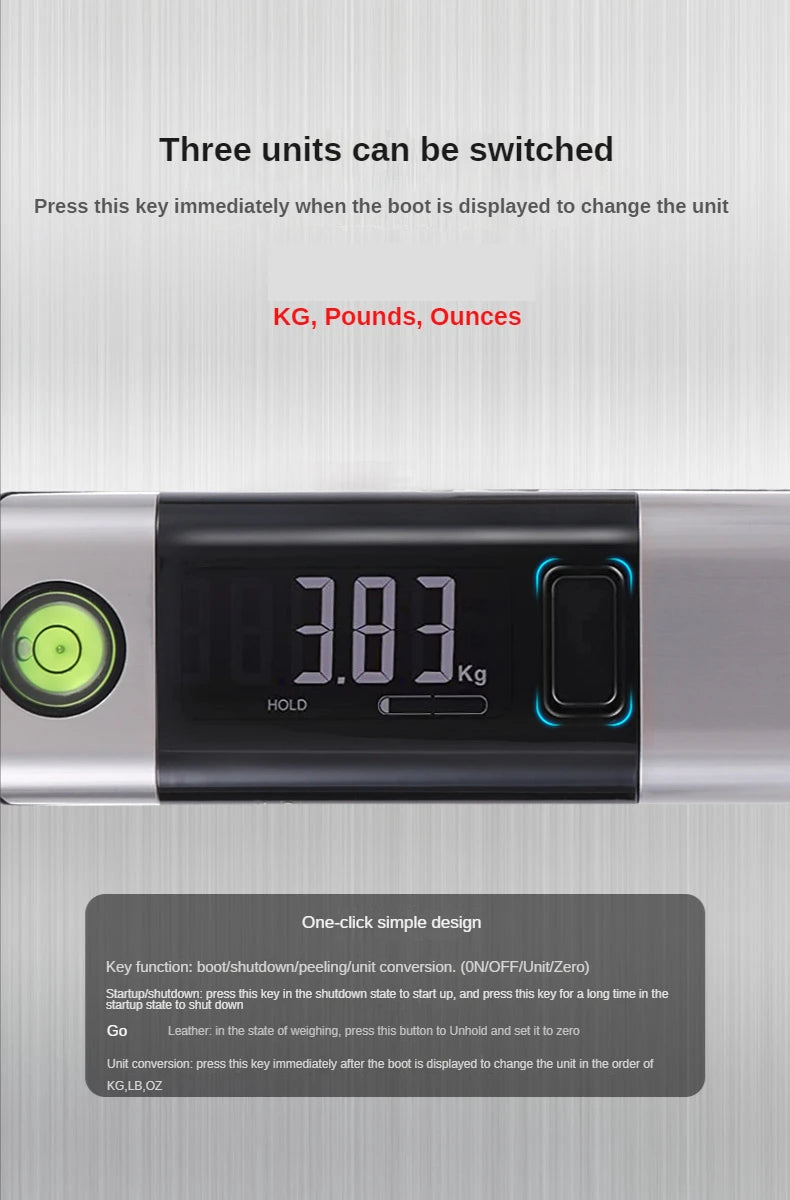 IHOYI Portable Electronic Scale, Household Small 50kg Portable Mini Spring Hook Weighing, High-Precision Luggage Weighing Device