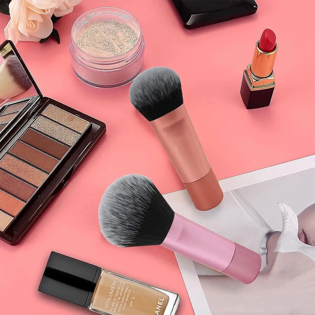 New Powder Portable Beauty Tool Clear Plastic Short Handle Mini Makeup Brush