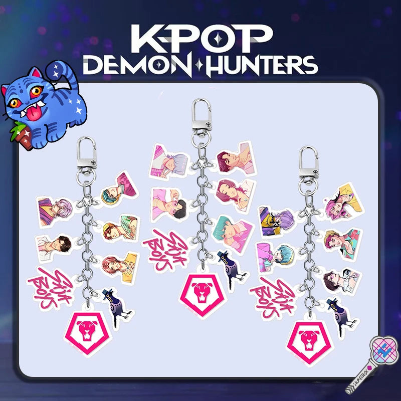 Kpop Demon Hunter Birthday Keychains Kpop Demon Hunter Party Favors Keyring Huntrix Fans Concert Hanging Pendant Party Supplies