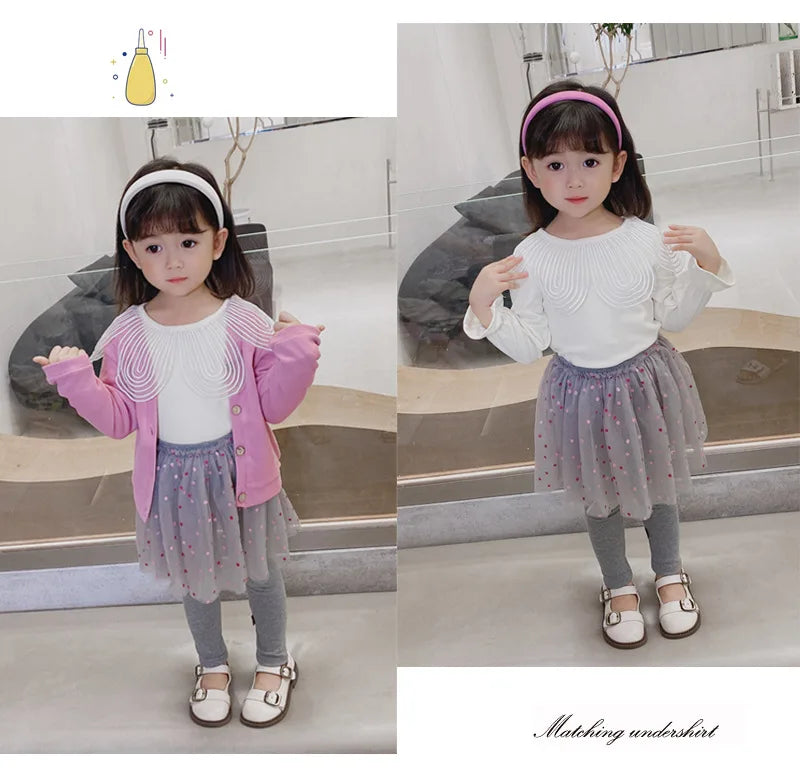 Girls Lace Princess Skirt Leggings - Premium Cotton Blend Pants for Kids Ages 2-6 Years