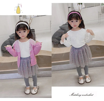 Girls Lace Princess Skirt Leggings - Premium Cotton Blend Pants for Kids Ages 2-6 Years