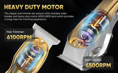 Sejoy Professional Combo Kits Hair Clipper Electric Hair Trimmer Set For Men Rechargeable Cordless Haircut Machine for Barber