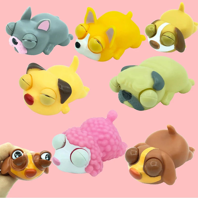 Creative Funny Eyeball Burst Squeeze  Eye Toy   Love sleeping dogs Pinch Toys Adult Kids Stress Relief Fidget Toy  Doll Toy