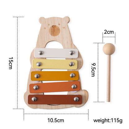 Music Toys Baby Wooden Montessori Toys Children Music Instrument Squirrel Maracas Drum Xylophone Early Education Sensor Toys Set