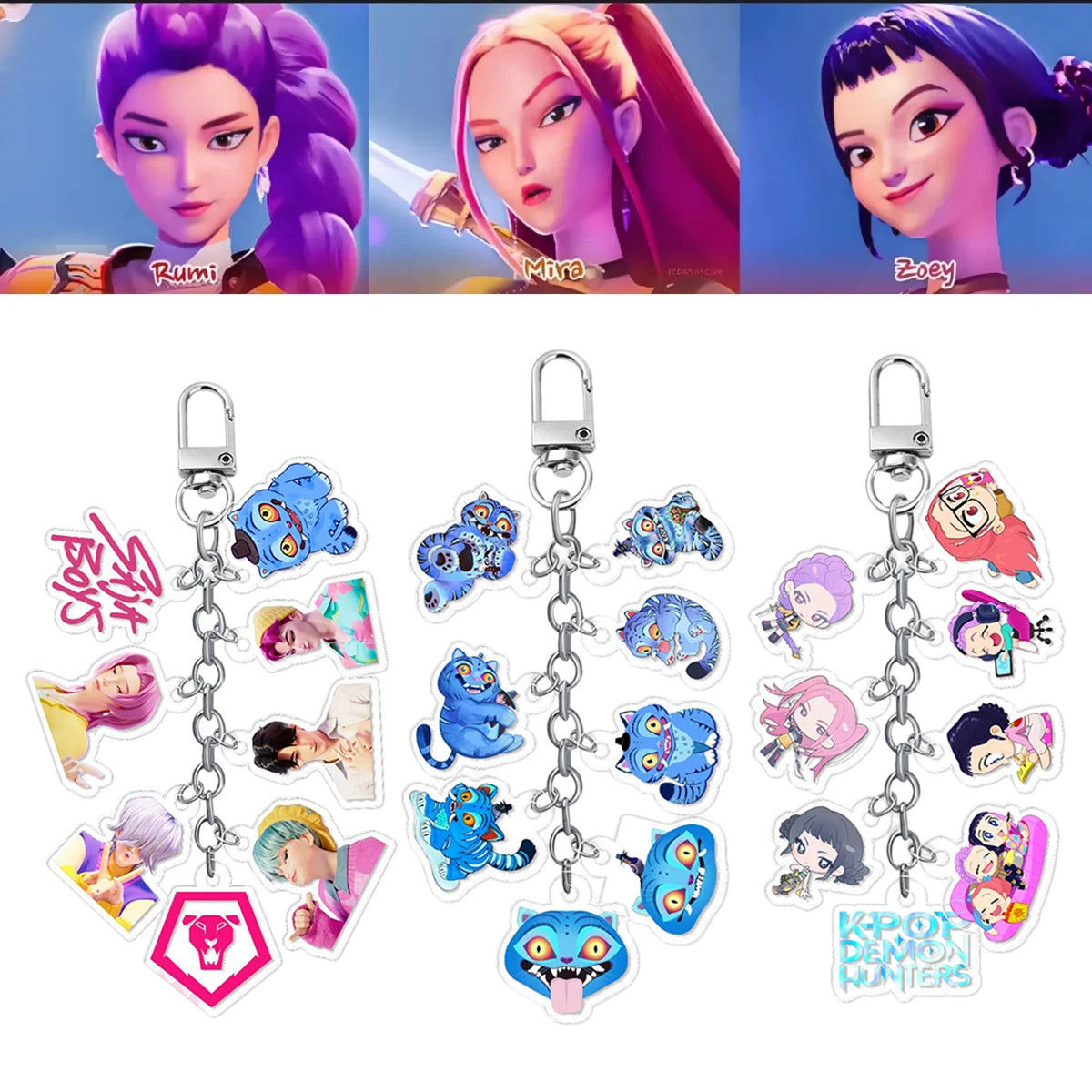 Kpop Demon Hunter Birthday Keychains Kpop Demon Hunter Party Favors Keyring Huntrix Fans Concert Hanging Pendant Party Supplies