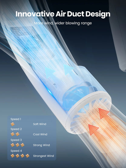 Warmco 10000mAh Portable Neck Fan 4-Speed Rechargeable Personal Fan 360° Cooling, 24H Runtime Wearable Fan for Office/Gym/Travel