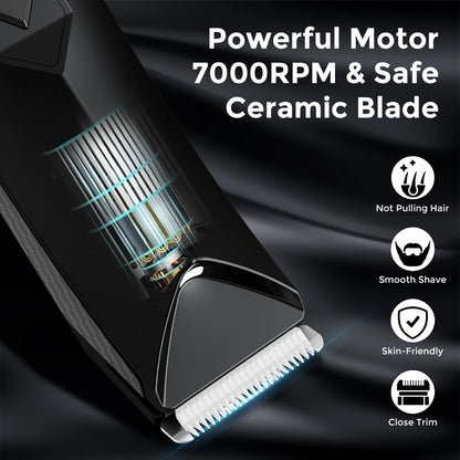 Sejoy T8S Electric Groin Hair Trimmer for Men,Rechargeable Body Groomer & Pubic Waterproof Body Hair Clippers