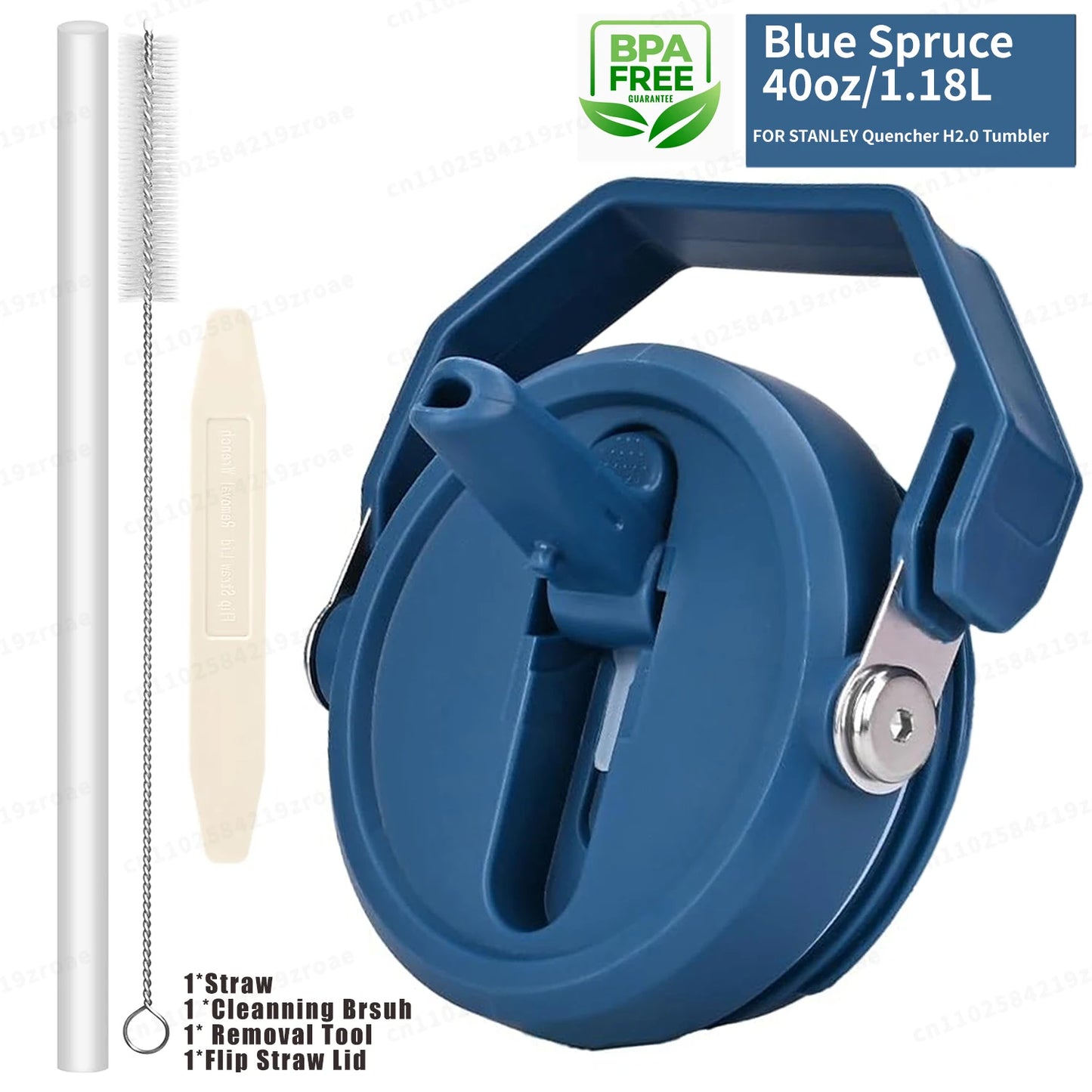 Flip Straw Lid For 40oz Stanley Tumbler Leakproof Portable Handle Lid Exact Color Detachable Flip Straw With Brush&Removal Tool
