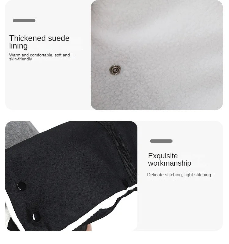 Baby Stroller Gloves Waterproof Warm Winter Antifreeze Mittens With Tissue Phone Bag Transparent Can Be Touch Screen