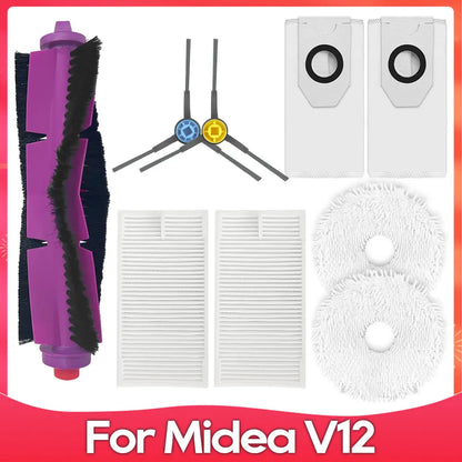 Compatible For ( Midea V12 / Eureka J12 Ultra ) Roller Side Brush Hepa Filter Mop Cloth Dust Bag Robot Vacuums Accessory Part