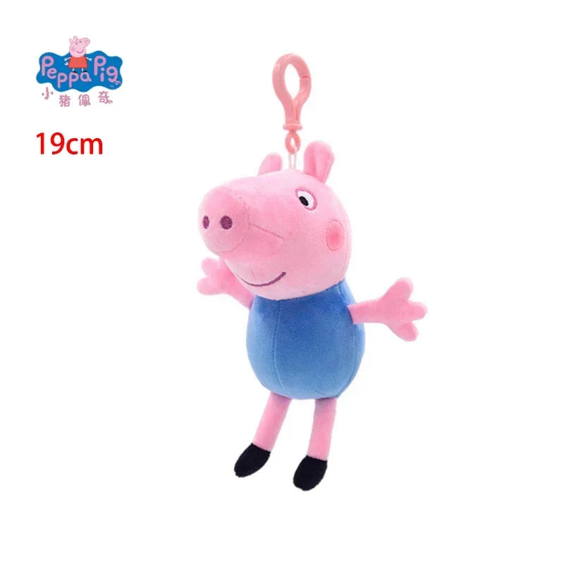 19CM Genuine Peppa Pig George Emily Candy Dennie Pedro Stuffed Plush Toys Keyring Animal Doll Pendant Children's Birthday Gifts