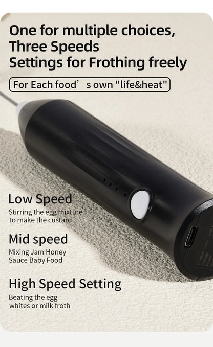 Wireless Milk Frothers  Electric USB Recharge 3 Speeds Handheld Blender Small Coffee Foam Maker Whisk For Coffee Kitchen Tools