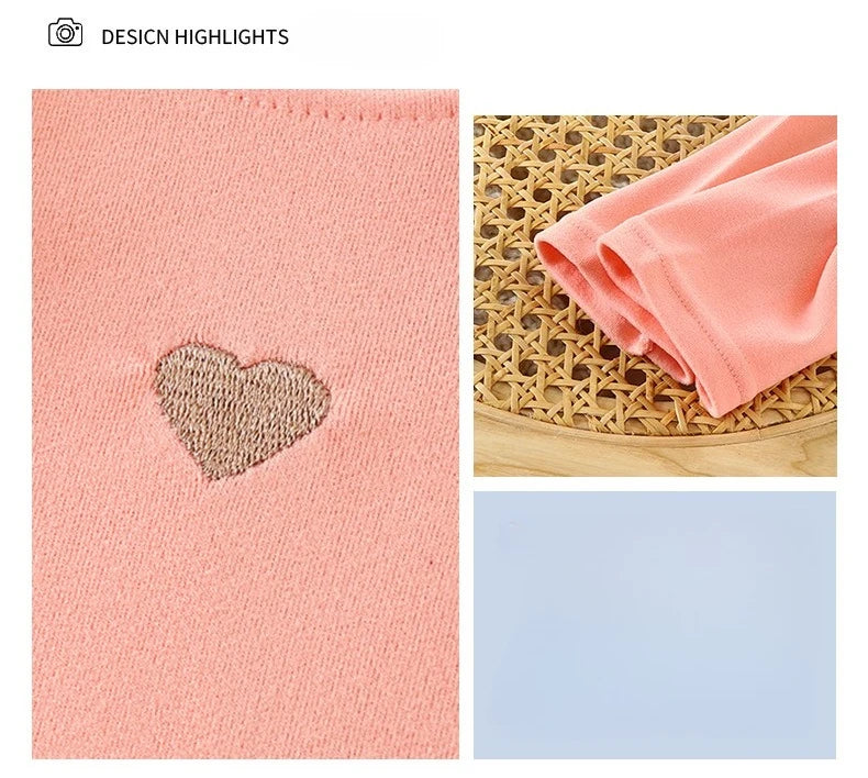 Spring Girl Children Heart Print T shirt Princess Baby Solid Ribbed Bottoming Shirt Kid Casual Cotton Tees Clothes