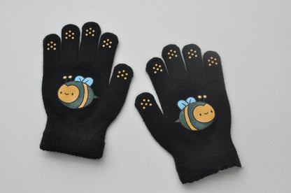 Children Knitted Warm Gloves For 5-12Y Baby Students Winter New Insect Full Finger Mittens Outdoor Cycling Skiing Gloves