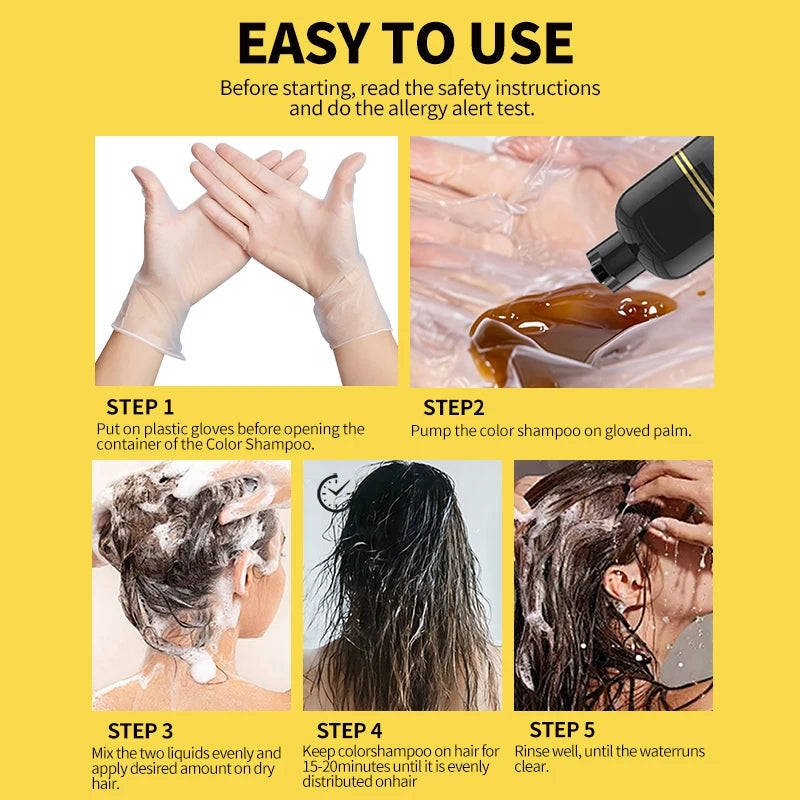 Ginger Black Hair Dye Shampoo 500ml Diy Herbal Coloring Hairs Instant Gray To Black Instant Coloring Shampoo For Women&Men