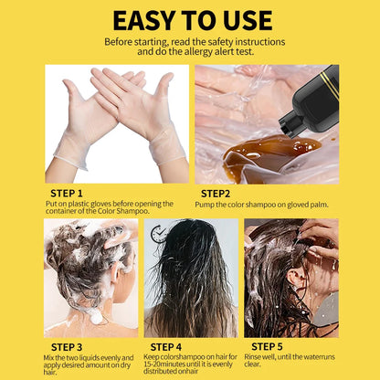 Ginger Black Hair Dye Shampoo 500ml Diy Herbal Coloring Hairs Instant Gray To Black Instant Coloring Shampoo For Women&Men